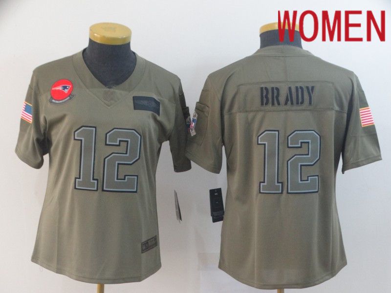 Women New England Patriots #12 Brady Nike Camo 2019 Salute to Service Limited NFL Jerseys